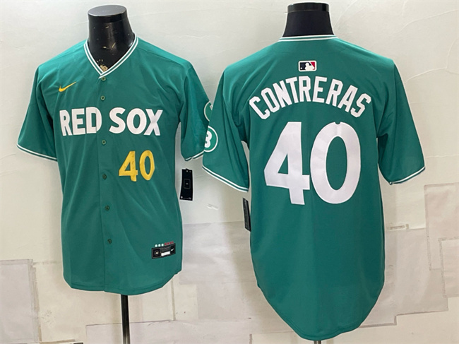 Men's Boston Red Sox #40 Willson Contreras Green 2025 City Connect Limited Stitched Baseball Jersey